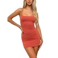 thumbnail image 3 of Women Sexy Spaghetti Strap Short Mini Dress Basic Square Neck Bodycon Party Club Slim Fit Tank Dress, 3 of 7