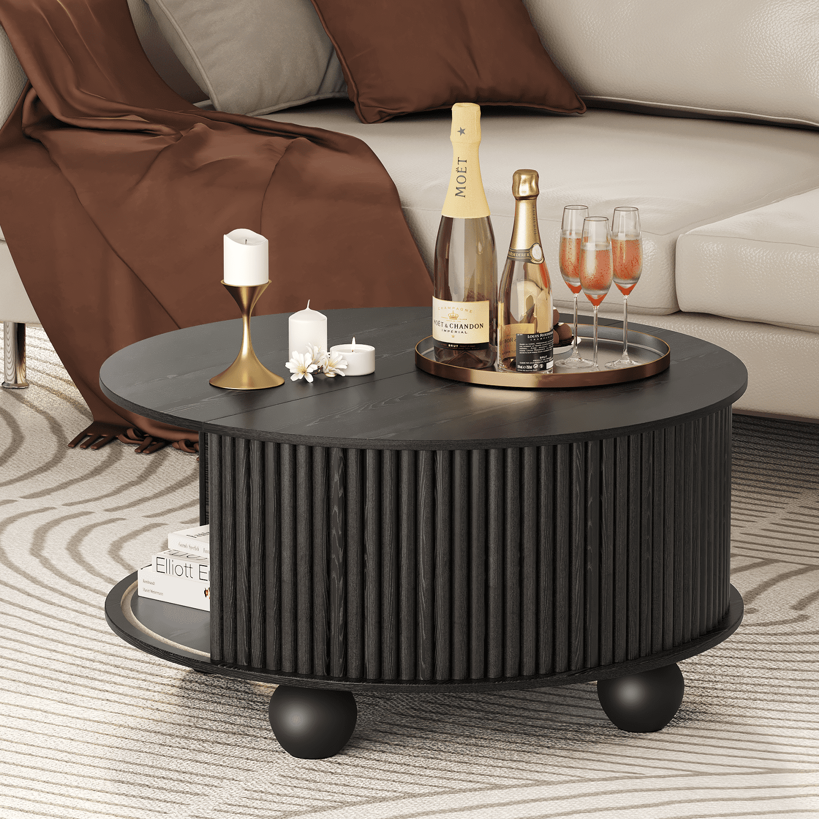 JOINICE Lift Top Coffee Table with Storage,Mid Century Modern