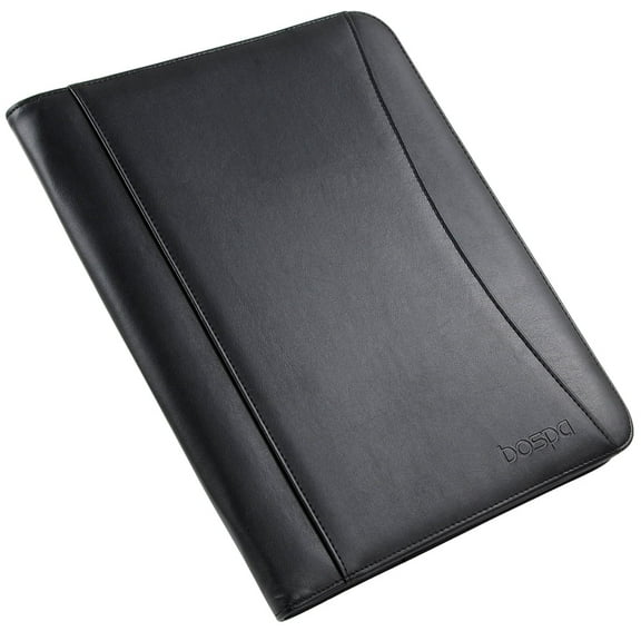 Bospa Padfolio Portfolio Folder/Multi Function Folder/Business Folder with Zippered Closure and Professional Leather (Black)