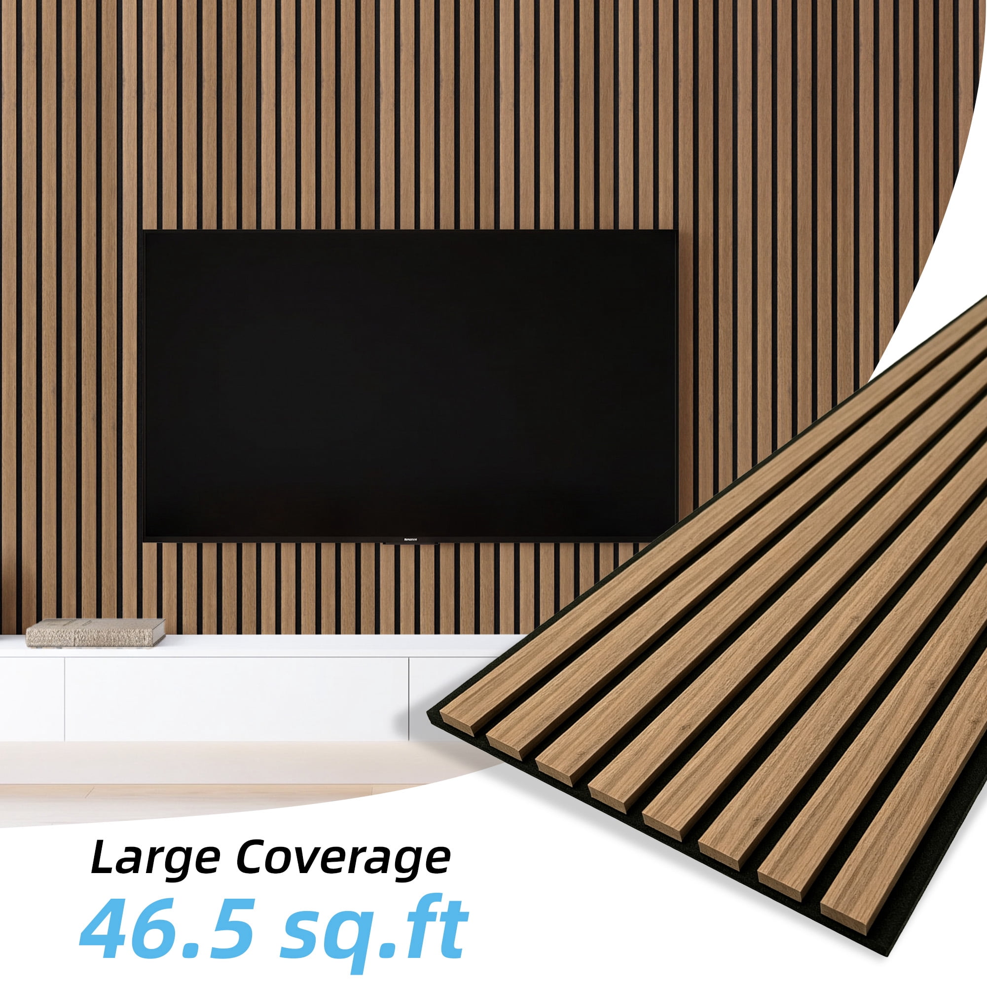Yeslife 6-Pack Wood Slat Wall Panels, 11.81 x 92.91 in., Deep Walnut MDF Acoustic Wall Panels, Modern Fluted Wooden Accent Wall Paneling for Living Room, Bedroom & Office, Covers 45.72 Sq. Ft.