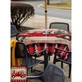 thumbnail image 4 of Outdoor Tablecloth with Umbrella Hole and Zipper, Christmas Truck Square Table Cloth 60x60 Inch Waterproof Tablecloth, Xmas Tree Red Plaid Snowflake Retro Picnic Table Cover for Patio Camping, 4 of 7