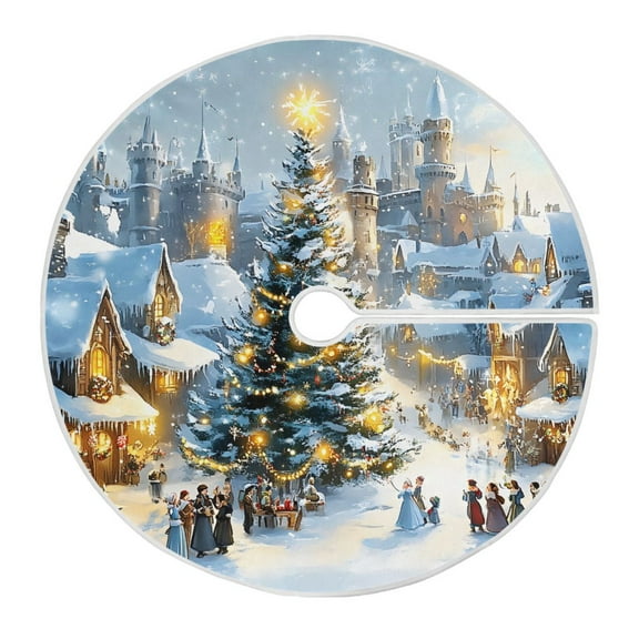 Ryvnso Christmas Tree Skirt Fantasy Winter Christmas Scenery Xmas Tree Skirts Ornament Home Decorations 35.4"