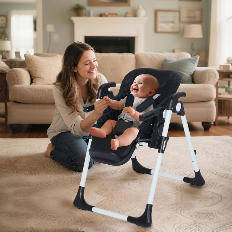 AILEEKISS Collapsible Compact Baby High Chair with Wheels