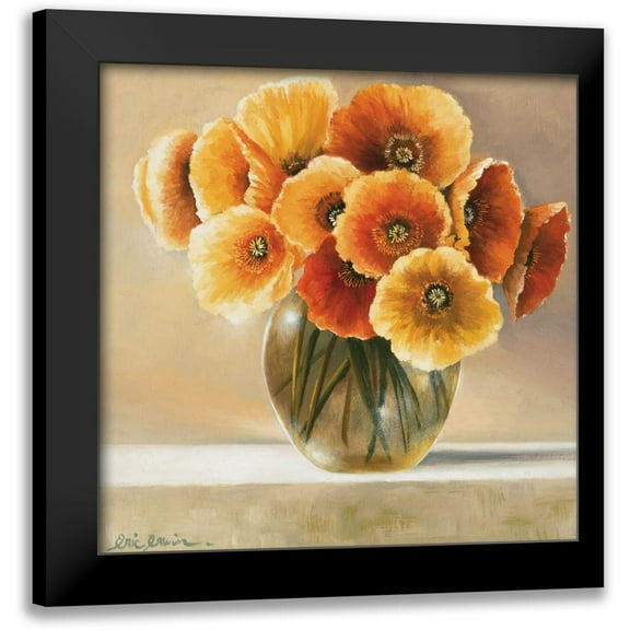 Erwin, Eric 12x12 Black Modern Framed Museum Art Print Titled - Bouquet in orange