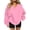 Pink, variant on Women V Neck Oversized Sweatshirt Drop Shoulder Bubble Long Sleeve Soft Fleece Loose Casual Pullover Top