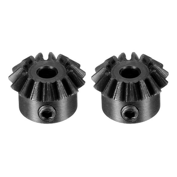 Uxcell 2pcs Bevel Gear Tapered Bevel Pinion Gear 0.8 Module for Hardware Mechanical Rotation (45# Steel, 15T, 3mm Hole)