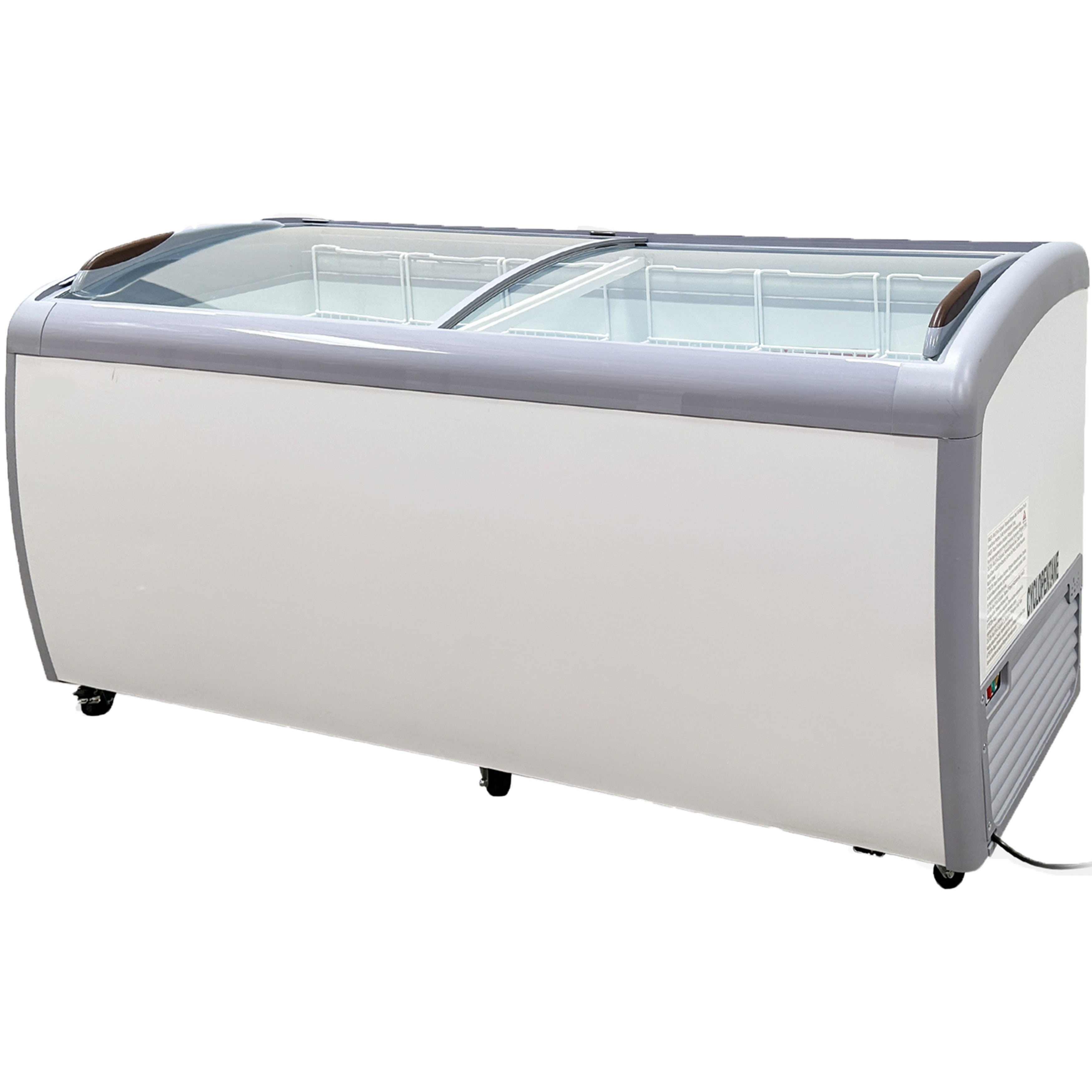 72" Curved Glass Top Display Freezer, 15 cu.ft Commercial Ice Cream Freezer with Sliding Lids, R290 Refrigerant, ETL NSF Certified