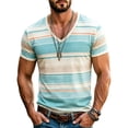 thumbnail image 2 of Mens V Neck T Shirts Striped Short Sleeve T-Shirts Casual Slim Fit Lightweight Summer Tops Fashion Beach Vacation Shirts, 2 of 5