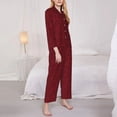 thumbnail image 3 of Balery Burgundy Floral Conjunto de Pijama con Estampado para Mujer, Conjunto de Dos Piezas con Manga Larga, Ropa de Dormir Suave con Bolsillos, Pijamas Cómodos-Small, 3 of 7