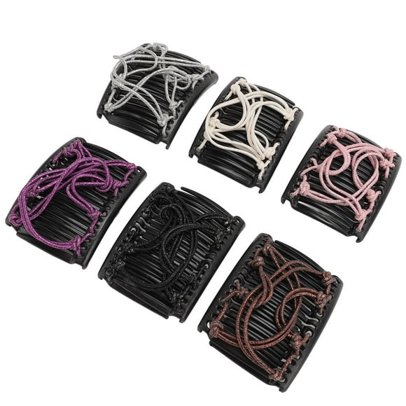 Magic Elastic Hair Clips, 6 Pack Double Clips Bun Maker Non Crease Stretch Magic Clips for Curly Hair for Women Girls