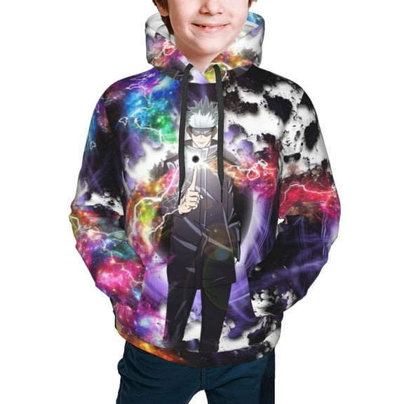 Jujutsu Kaisen Satoru Gojo Kids' Hoodie 3d Print Sweatshirt Soft Pullover Hooded With Big Pockets For Boys Or Girls Small