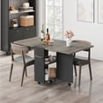 thumbnail image 3 of Movable space-saving foldable kitchen mesa para 4 con 2 almacenamiento estantes y 6 wheels-ideal para para small kitchens y dining rooms (gray), 3 of 9
