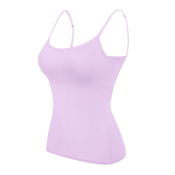 Camiseta sin mangas de color liso para mujer, con relleno en el pecho, algodón y spandex, ropa interior de verano, antiluz, tallas S-XXL, lavado a mano