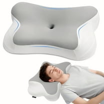 WOROAO Cervical Memory Foam Pillow for Neck Pain Relief Ergonomic Pillows for Shoulder Side Back Stomach Sleeping Queen Size Gray
