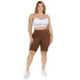 thumbnail image 4 of Women's My Kind of Look Peach Skin Biker Shorts, Coffee, L/XL, 4 of 5