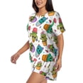thumbnail image 2 of Balery Cactus And Insects Pattern Womens Pajama Sets 2 Piece Soft Short Sleeve Top and Shorts Sleepwear Round Neck Pjs Lounge Set with Pockets-Large, 2 of 7
