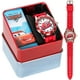 thumbnail image 3 of Accutime Cars Reloj analógico para niños con carcasa plateada, bisel rojo, correa roja, personaje oficial de Cars Lightning McQueen en la esfera, reloj Time-Teacher, seguro para niños, modelo: CZ1009, 3 of 5