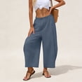 thumbnail image 2 of Women Palazzo Boho Pants Casual Loose Elastic Waist Harem Pant Summer Beach Travel Baggy Slacks, 2 of 6