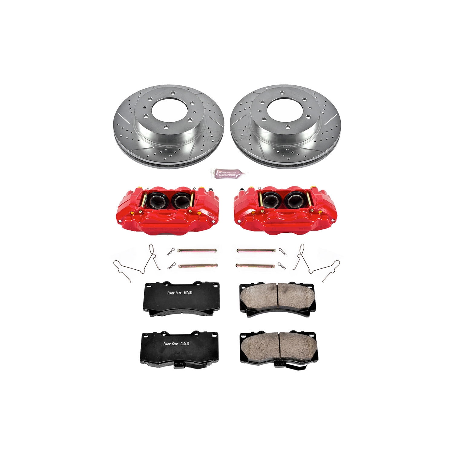 PowerStop Front Z23 Evolution Sport Brake Pad and Rotor Kit with Red Powder Coated Calipers Fits: HUMMER Select Models KC3035