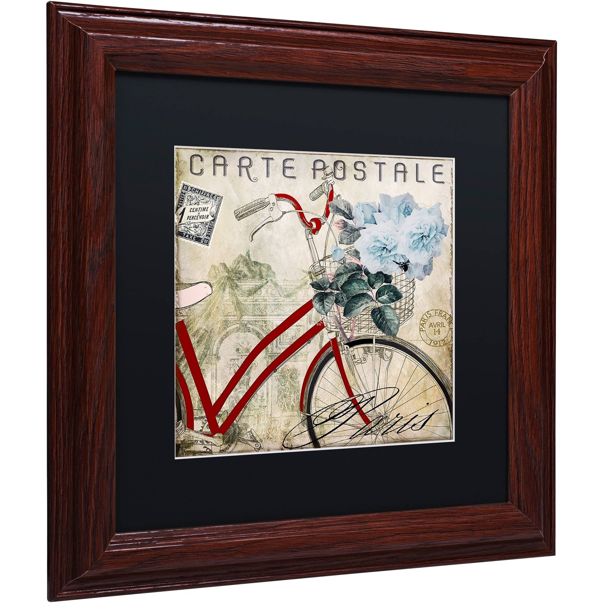 Trademark Fine Art "Postale Paris II" Canvas Art by Color Bakery Black Matte, Wood Frame