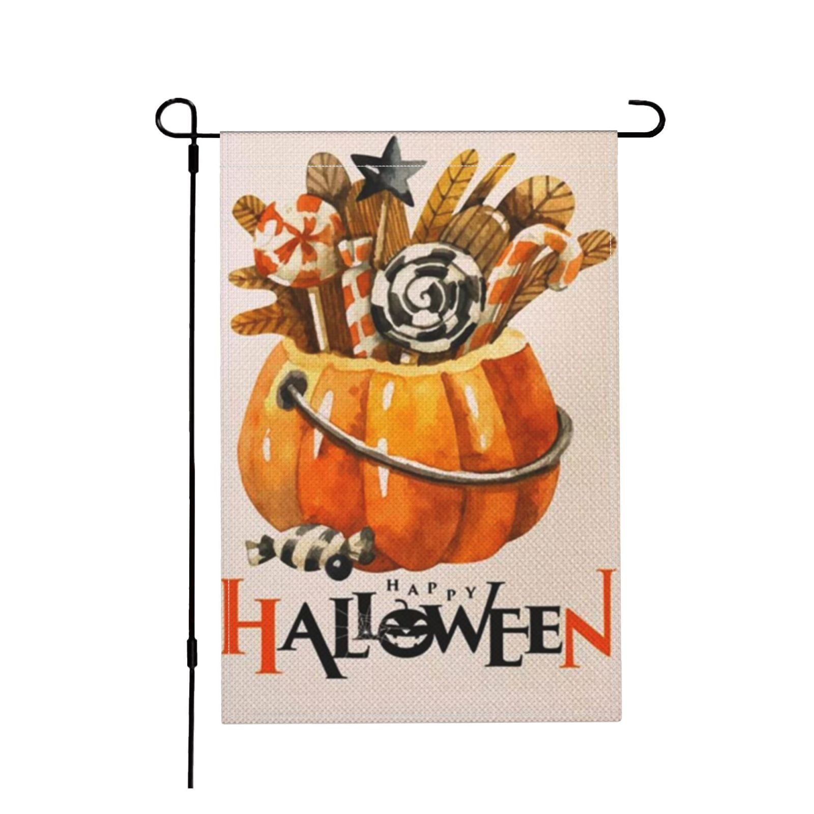 Happy Halloween Pumpkins Garden Flag Outdoor Decor Yard Banner Tool 12x18inch 