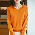thumbnail image 4 of Women's V-Neck Hooded Knit Sweater, Soft Ribbed Pullover with Cozy Fleece Lining, Winter Warm Layering Piece for Casual Daily Wear, Comfortable Streetwear and Cold Weather Protection Gold M, 4 of 6