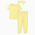 thumbnail image 1 of PatPat Pijamas ajustados sólidos de bambú viscosa para niñas pequeñas, set de 3 piezas con máscara para dormir, 1 of 3