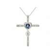 thumbnail image 2 of RYLOS Matching Jewelry 14K White Gold Claddagh Ring & Cross Necklace. Heart Gemstone & Diamonds, 6MM Alexandrite June Birthstone; Size 5, 2 of 5