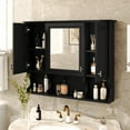 thumbnail image 4 of Euroco Wall-Mounted Bathroom Medicine Cabinet with Mirror, Adjustable Shelves, Waterproof MDF, Space-Saving Storage for Bathroom, Bedroom or Living Room, 35"x28.7", 4 of 9