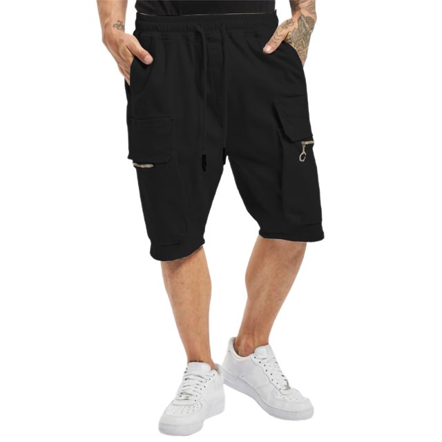 SAYOO - Pantalones cortos de carga para hombre, elásticos, cómodos, con cordón, informales, con múltiples bolsillos para hacer ejercicio, trotar, correr SAYOO Casual