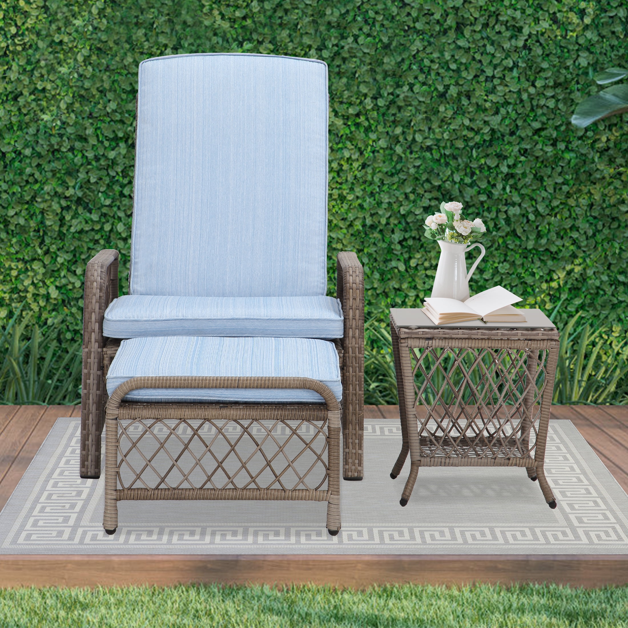 Buy Superjoe Wicker Side Table Outdoor Glass Top Square End Table with