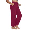 thumbnail image 2 of Kaemgyyd Womens Wide Leg Yoga Pants Casual Loos Drawstring Workout Sweatpants Plus Size High Waist Comfy Beach Trousers with Pockets, 2 of 7