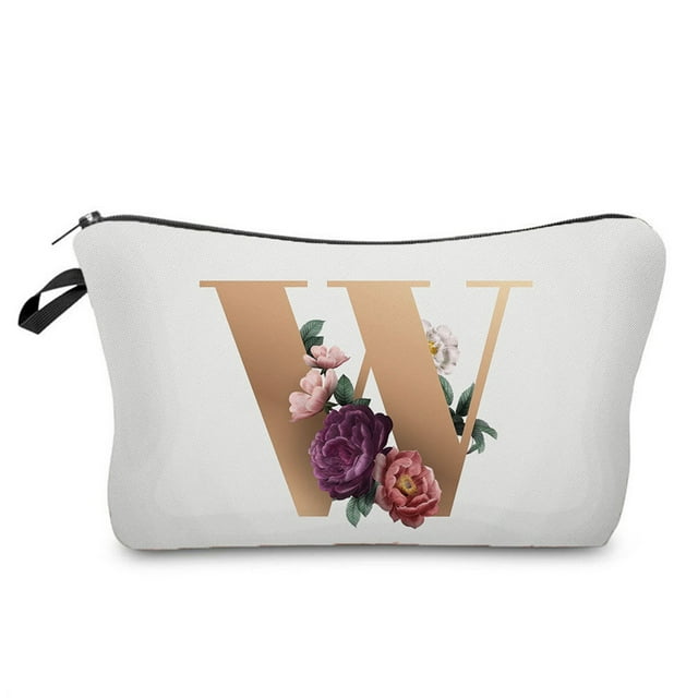 DPTALR Ladies Travel Portable Gold Digital Letter Printing Cosmetic Bag