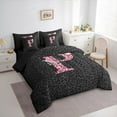 thumbnail image 3 of jejeloiu Letter P Monogrammed 7 Pieces Bedding Comforter Set,Chic Leopard Print Full Bedding Set For Girls Kids Reversible, 3 of 8