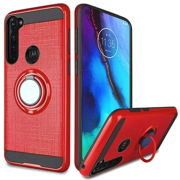 GSA Brushed Case Ring Stand for Motorola Moto G Stylus 2020 XT2043 - Red/Black