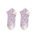 thumbnail image 4 of Calcetines para mujer, bonitos, de algodón, transpirables, de color morado, para verano, estilo universitario, para niñas, deportivos, náuticos, de moda, 4 of 4