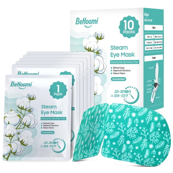 Mascarilla térmica para ojos BeHoomi, compresa tibia autocalentable, 10 unidades