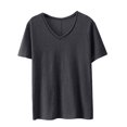 thumbnail image 2 of Helii Black Womens Tops Women's V Neck Half Sleeve Solid Casual Loose Fit Basic T-Shirt Top for Women, 2 of 6
