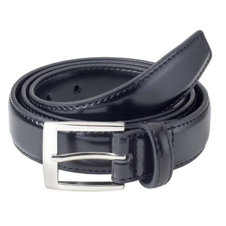 Sportoli Mens Classic Stitched Genuine Leather Uniform Belt - Black, Brown, White, Tan, & Navy