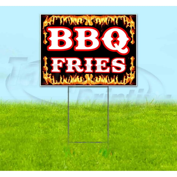 Bbq Fries (18" x 24") Yard Sign, Includes Metal Step Stake