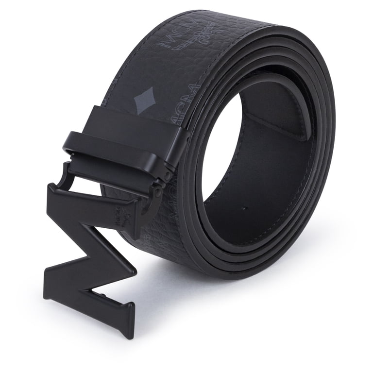 MCM Claus Reversible Leather Belt - Black, Matte Black Buckle