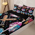 thumbnail image 3 of Castle Fairy Ice Cream Baseball Zipper Full Size Comforter Sets with Fitted Sheet and 2 Pillowcases, Cartoon Stars Print Zipper Bedding Set, Black Pink Blue,4pcs,Black Reversible, 3 of 6