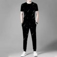 thumbnail image 3 of Conjuntos de pantalones superiores para hombre, camiseta de corte regular, ropa de manga corta para hombre, chándal ajustado de algodón de alta calidad, trajes deportivos holgados, 3 of 4