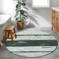 thumbnail image 3 of Blue Teal Round Area Rug 4Ft Washable Circle Rugs for Bedroom Dining Room, Vintage Wooden Retro Art Farmhouse Barns Non-Slip Carpet Floor Mats Indoor Outdoor Carpet Runner Aesthetic Home Decor, 3 of 8