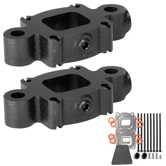 Mercruiser Set of 2 Dry Joint 1.7” Spacers with Riser Extension Kit - Replaces 865995A01, V6, V8 4.3L, 5.0L, 5.7L & 6.2L engines with 14 Degree Elbow - 1.7 inch Dry Joint Spacers by FASWORX