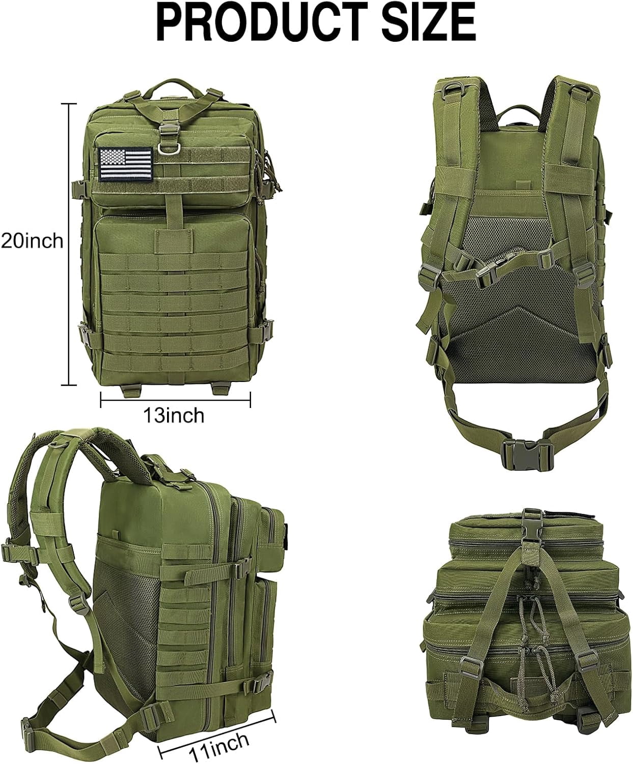 WOLT | 50L Camping Backpack--Large Multifunction Outdoor Molle Bag Backpacks Green