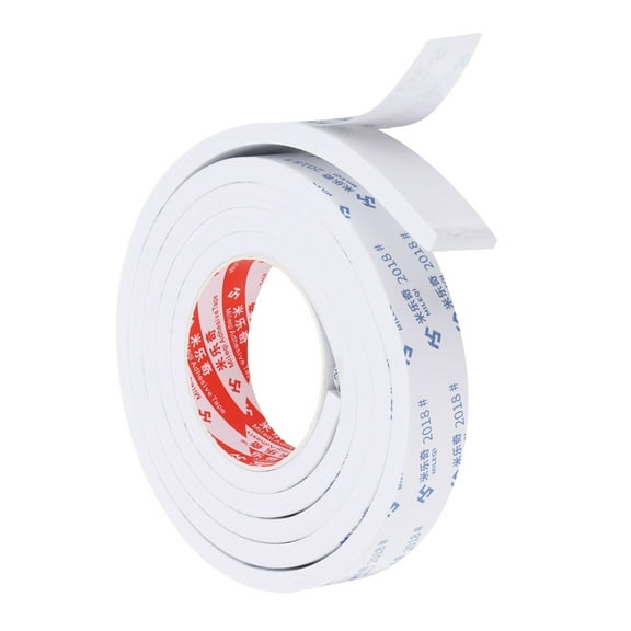 REGALWOVEN 2m/6.6ft Sealing Foam Tape 3.5cm Wide 10mm Thick Single Sided Weather Stripping Door Seal Strip White