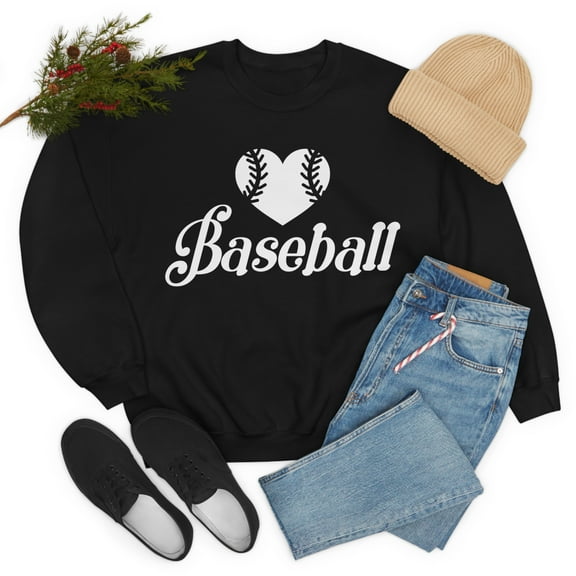 Cute Baseball Heart Sweatshirt Baseball Lover Mom Girlfriend Shirt Gift Female Large