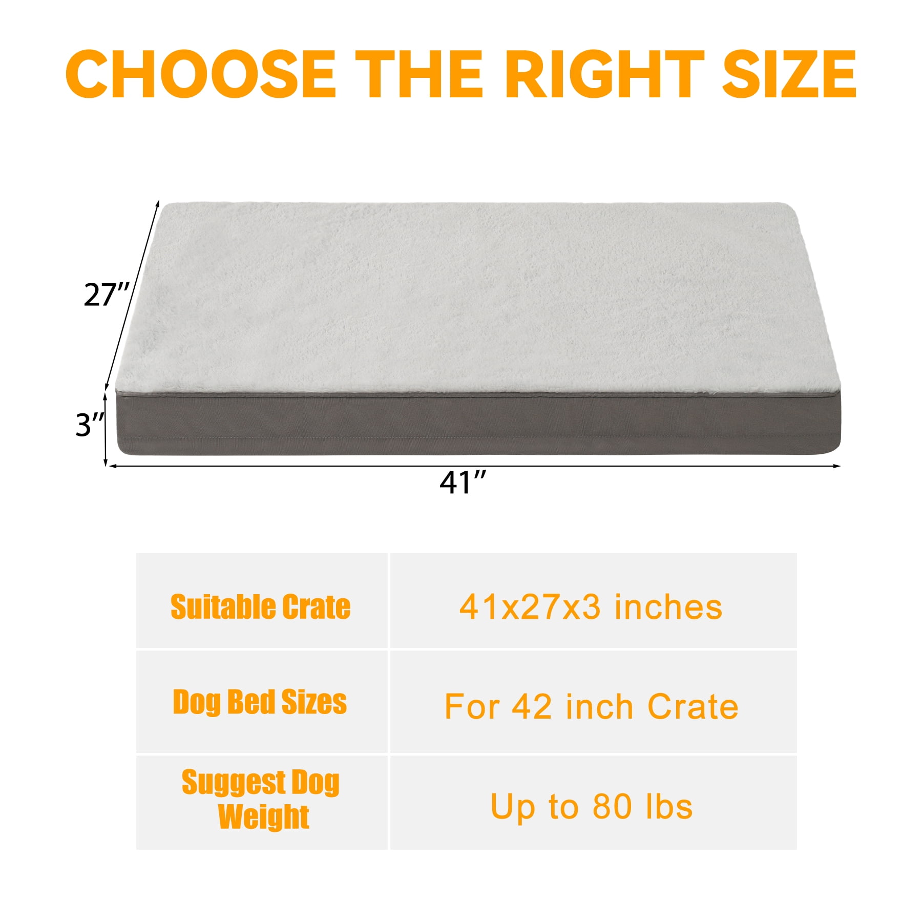 Waterproof 41" Dog Bed for XLarge Dogs with Washable Removable Cover,Pet Kennel Pad for Crates