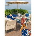 thumbnail image 5 of Outdoor Tablecloth with Umbrella Hole for Patio/Picnic/Party/Camping, Japanese Style Waterproof Table Cloth Rectangle Table Cover Washable, Blue Rustic Botanical Blossom Peony Birds (60"x 120"), 5 of 8